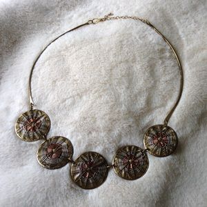 Southwestern tri-tone basket top necklace